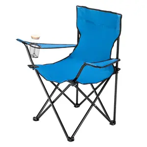 Small Camp Chair 80x50x50 Blue Iron Pipe 600D Oxford Cloth Durable Foldable for Camping Fishing Outdoor Enthusiasts with 47 cm Seat Depth & 42 cm Seat Height pop essentials
