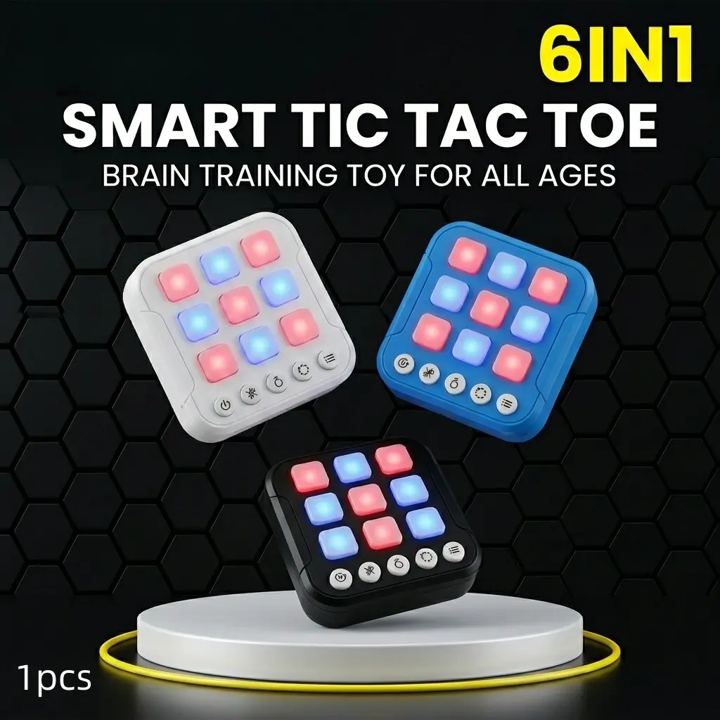 1pc Electronic Tic-Tac-Toe Board Game - Portable Travel Unisex Family Fun Board Game, Screen-Free Learning Through Play Activity with Multiple Modes, Fidget Gift for Entertainment & Memory Improvement