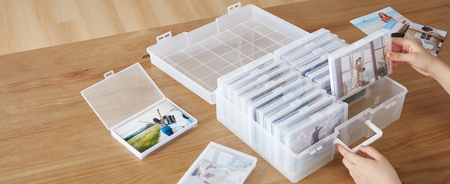 Lifewit 4x6/5x7 Photo Storage Box with  Inner Photo Keeper, Multicolor, Seed Organizer Craft Storage Box for Cards Pictures Stamps Office Supplies