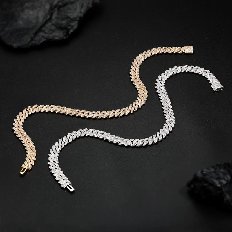 【#CZP397】Shining Cuban Chain Fashion Trend Square Necklace Miami Cuban Chain Ice Out Men's Hip Hop Rap Fashion Necklace Sparkling 14mm Width  FallFreshness