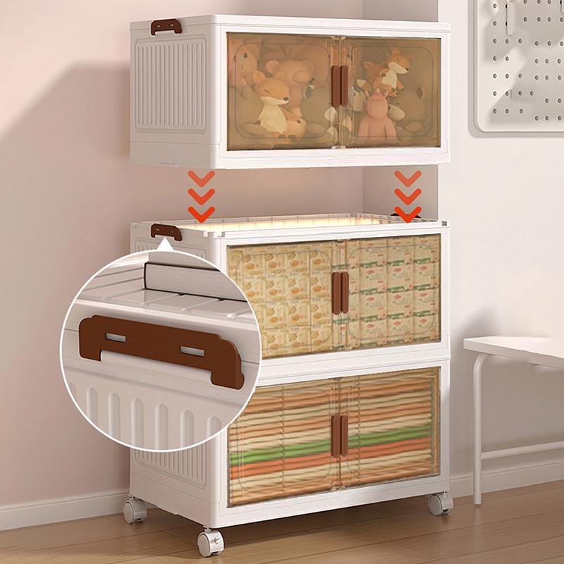 70CM-2/3/4/5 Layers    plastic folding storage box with multi-layer, stackable storage box with wheels, suitable for home storage of books, clothes, toys, closet, wardrobe, bedroom, bathroom, office, basic bedroom furniture Storage Box