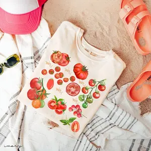 Comfort Colors Tomato T-Shirt, Vintage Garden Fruit Print, Cottagecore Clothing Summer Wear Gift, , Garden T Shirt, Casual Graphic Shirt