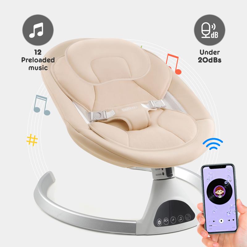 HARPPA Weddell Electric Baby Swing & Rocking Chair With Mosquito Net, Portable & Foldable Design, 5 Speeds Swing & Timer, 12 Soothing Songs, Remote Control