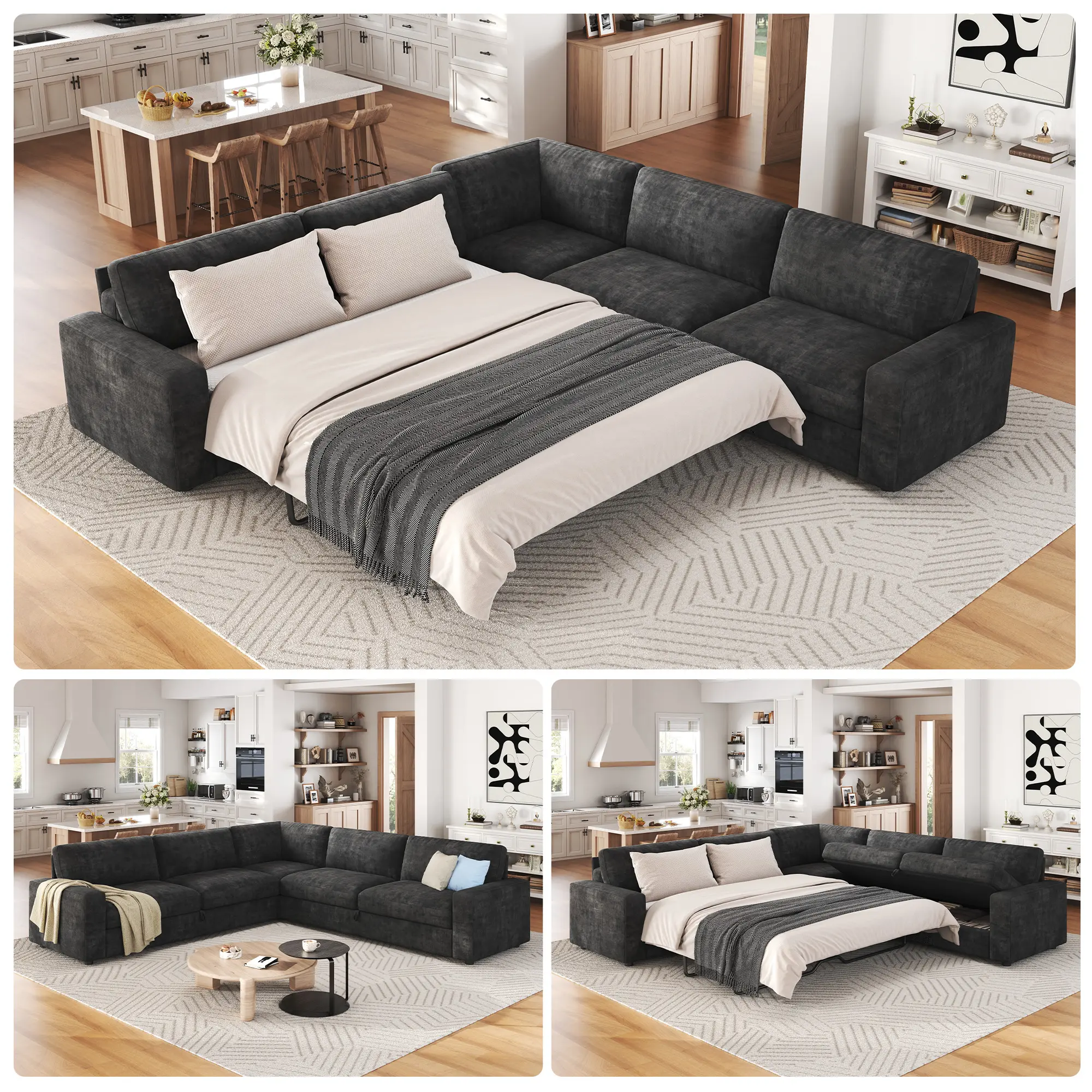 Grey-chenille with High Resilience Mattress