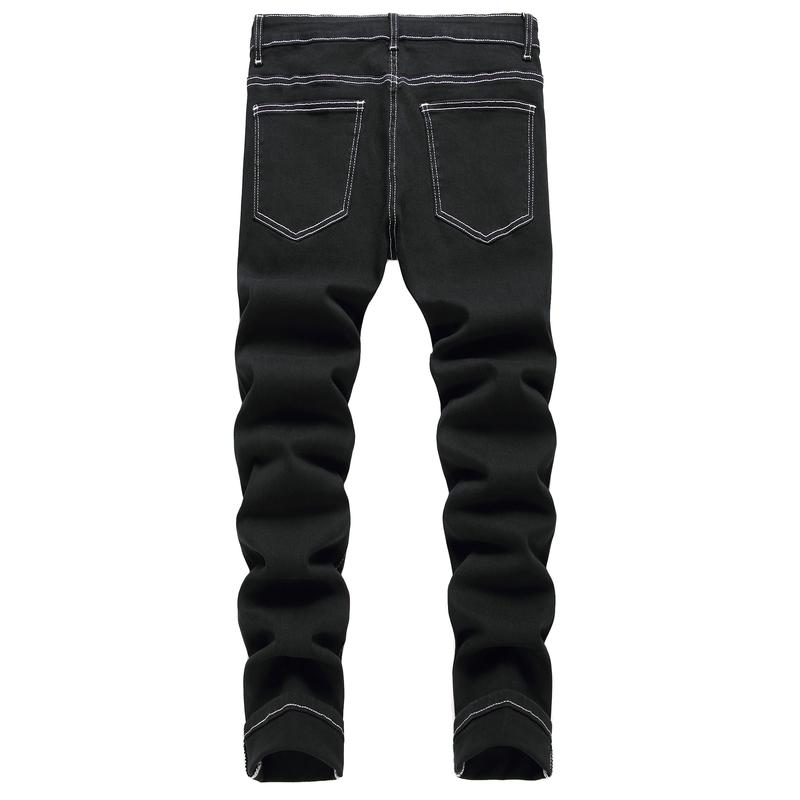 JUNBAOSS Men's Slim Fit Stretch Jeans Ripped Skinny Jeans for Men, Distressed Straight Leg Fashion Casual Popular Chic Comfort Flex Waist Denim Pants, Menswear Classic Street Style Cotton Fabric Jean Natural Hipster Personalized Stylish Jeans with Pockets