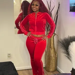 Feeling Cute Velour Matching Pant Set Womenswear Suits