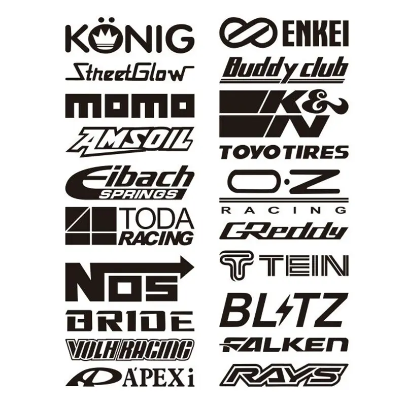 20pcs Racing Sponsor Style Stickers Set Reflective Waterproof Car Window Body Decorative Vinyl Decals Window Decals For Vehicles Vehicle Exterior Decoration for JDM Style Sticker For Cars