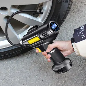 Cordless Tire Inflator, Wireless Portable Air Compressor with Lithium Battery & Digital Display, for Car Truck Bike Motorcycle Tires, Fast Inflation, Rechargeable, Emergency Kit, Lightweight