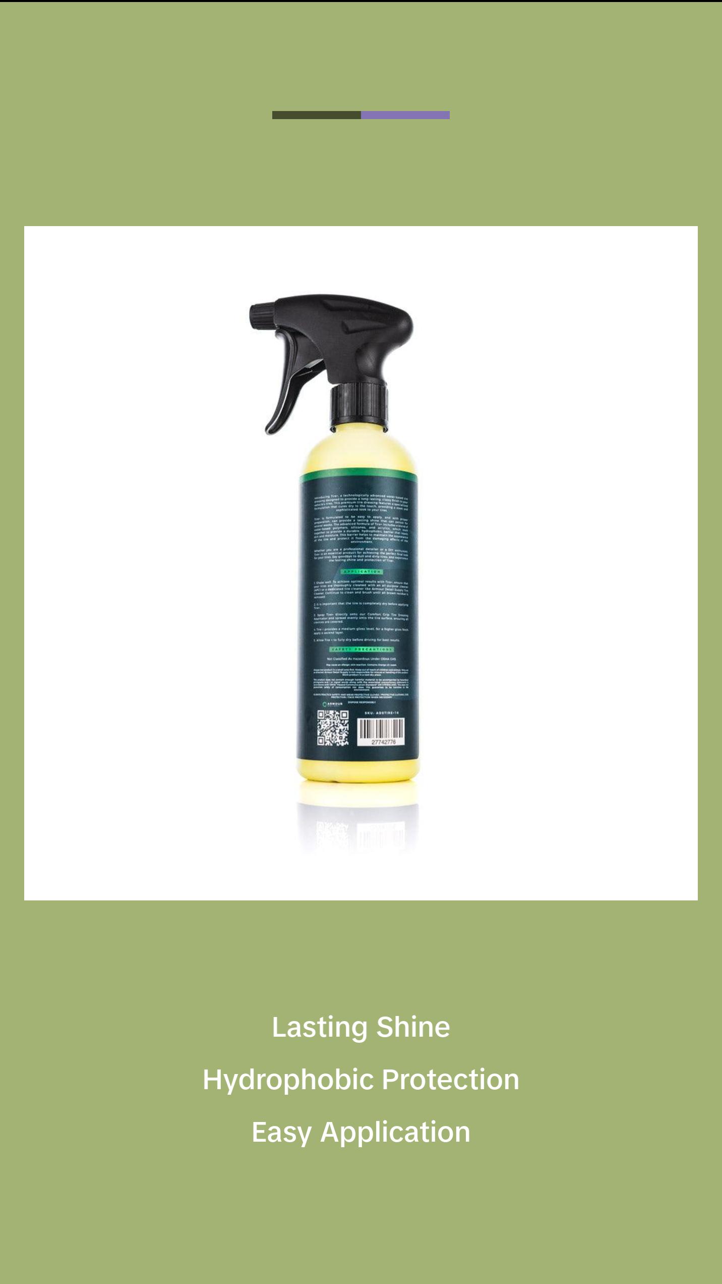 Armour Detail Supply - Tire+ Wet Tire Shine, Water-Based Tire Shine Spray for Lasting Shine, All Tires, Non Greasy, Durable and Hydrophobic