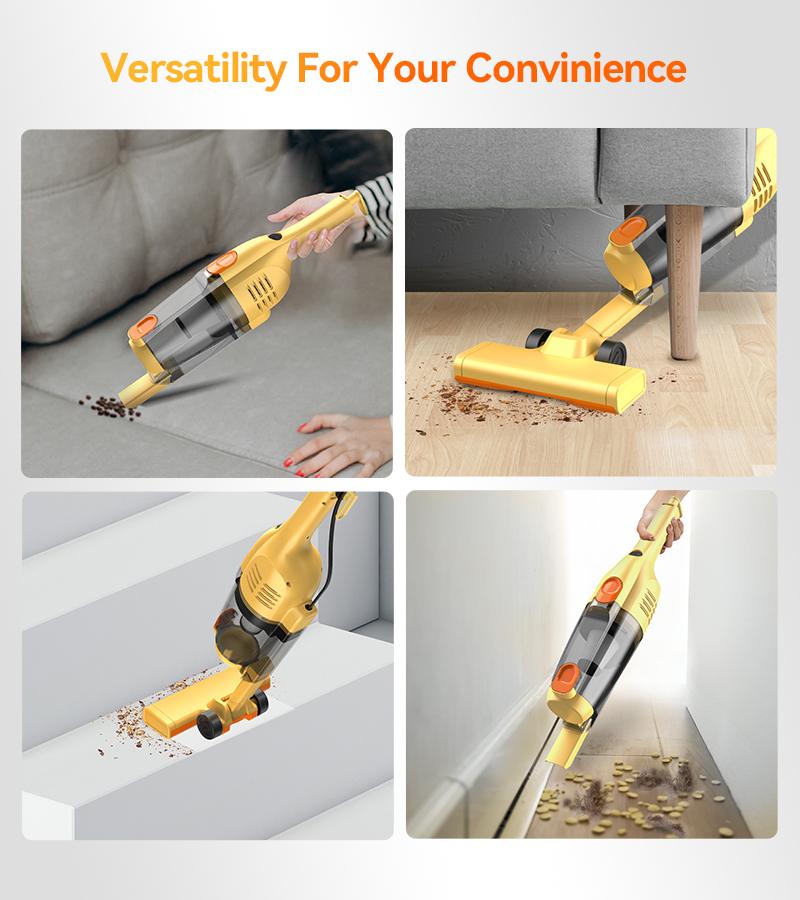 INSE R6X Corded Stick Vacuum, 15KPa Suction with 600W Motor, Ultra-Lightweight Bagless Upright Vacuum with Handheld for Home Hard Floor Carpet Pet Hair Car Cleaning home cleaning tools home appliances Yellow