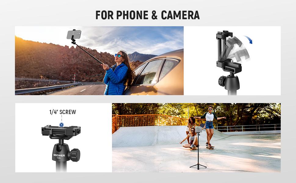 NEEWER BASICS TS04 59" Selfie Stick Tripod for Phone & Camera, Extendable Tripod Stand for Smartphone, DSLR, Vlog, Travel, Live Streaming & Daily Recording NEEWER BASICS TS04 59" Selfie Stick Tripod for Phone & Camera, Extendable Tripod Stand for Smartphone, DSLR, Vlog, Travel, Live Streaming & Daily Recording