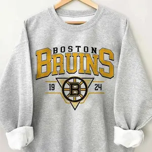 [Sale Up To 30%] + [Free Ship] Retro Boston Ice Hockey Crewneck Sweatshirt, Retro Bruins Est 1924 Unisex Sweatshirt, Hockey Lovers, Hockey Tee