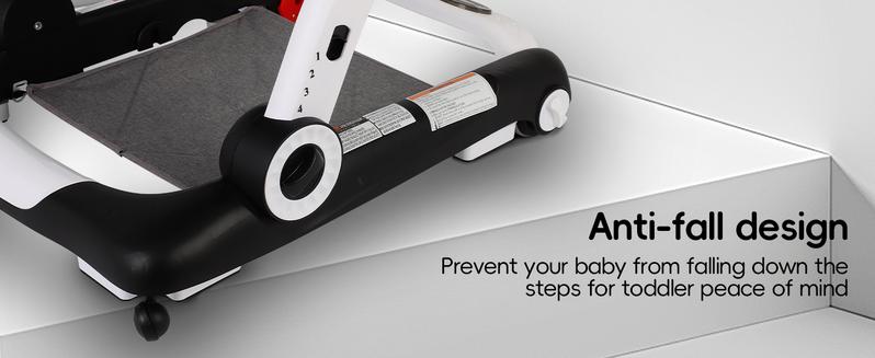 SCITOO 6-in-1 Baby Walker, Foldable Activity Walker with Adjustable Height & Speed, Music, Lights, Anti-Rollover, Toddler Push Walker, Baby Walker with Wheels for Boys & Girls 6-18 Months