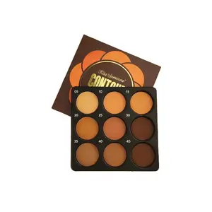 9-Color Multi-Functional Face Makeup Palette - Combines Contouring, Concealing, Setting, and Foundation Functions. Features Medium to Dark Matte Shades for Sculpting, Defining,  and Oil Control, with a Waterproof and Natural Finish