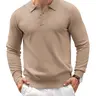 COOFANDY Men's Long Sleeve Knit Polo - Casual Button Down Golf Shirts for Men Formal Quarter
