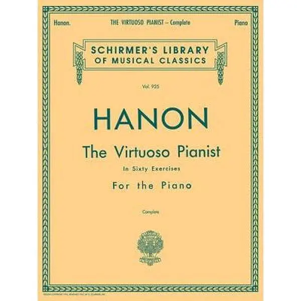 Hanon Virtuoso Pianist in 60 Progressive Exercises Complete Book - Charles Louis Hanon, English Paperback, Classic Schirmer Edition, 0.9 lbs, 11.9in H x 8.9in L x 0.3in W, Builds Finger Strength & Independence for Piano Students, See Description