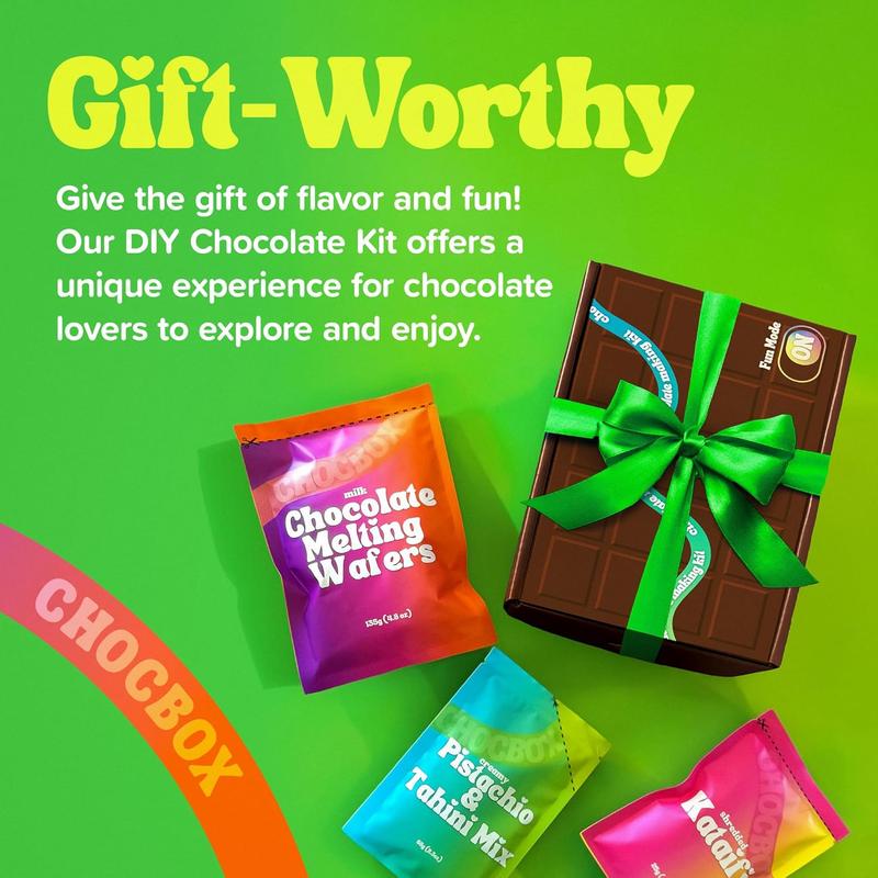 NEW - Chocbox Viral Dubai Milk Chocolate Bar Kit - Includes Chocolate Mold, Choc Wafers, Shredded Kataifi, Pistachio Cream - DIY Gift Box Dubai Kit - Great Gift