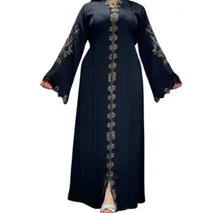 Anifa Embroidered Abaya with Zipper, Modest Islamic Clothing,Dubai Abaya, Comfortable Abaya