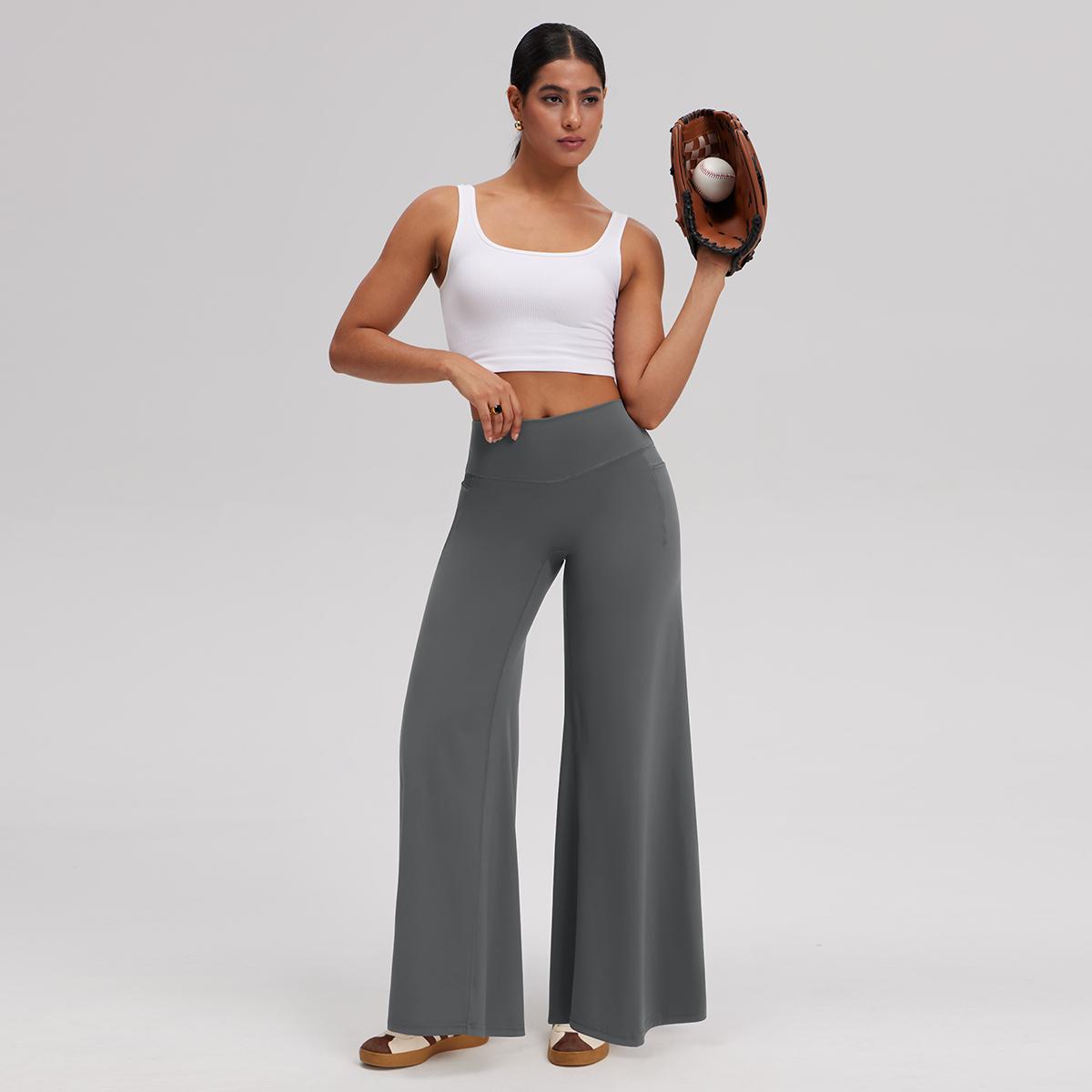 OQQ Women's Casual Pants  High-waisted Loose Fitting Casual Pants  Comfortable and Elastic Loose Pants with Stretchy Material Side hidden pocket  Straight Leg Hem SpringStatements