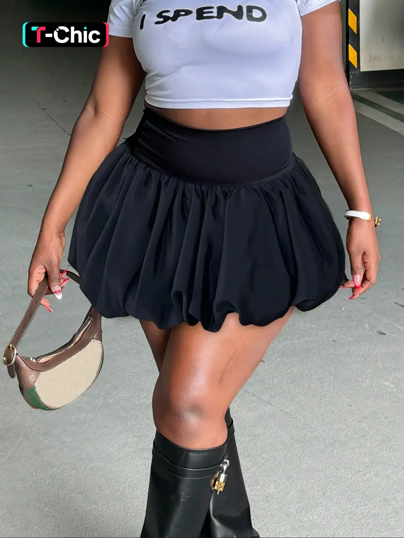 Women's Solid High Waist Bubble Skirt, Fashionable Puffy Short Skirt for Party Club Dating, Ladies Bottoms for All Seasons, Supernova Skirt