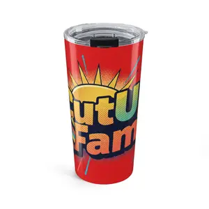 Red Cut Up Fam Retro Sunset Logo Tumbler 20oz | Neon Palm Beach Vibes