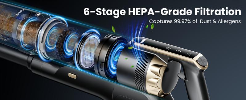 【Homeika 2026 New Arrivals】Trucozie T550 Cordless Vacuum Cleaners for Home, 8-in-1/50Min/150W Powerful Suction, Self-Standing Cordless Stick Vacuum Cleaner, Lightweight Anti-Tangle Rechargeable Vacuum for Floor/Carpet/Pet Hair/Car