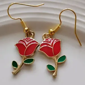 Rose Flower Mother's Day Earrings Nickel Free Handmade in Multiple Colors Handcrafted with Care Smoke-Free Home Ships Next Business Day