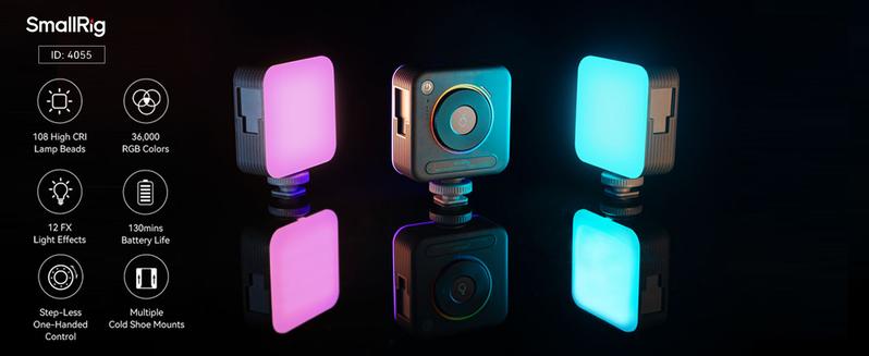 SmallRig P108 RGB Video Light,Portable LED Camera Lights 360° Full Vibrant Color Photography Lighting w 3 Cold Shoe, 2500mAh Rechargeable On-Camera Video Light Panel 2700K - 6500K for Youtube, Vlogging Christmas gifts 4055