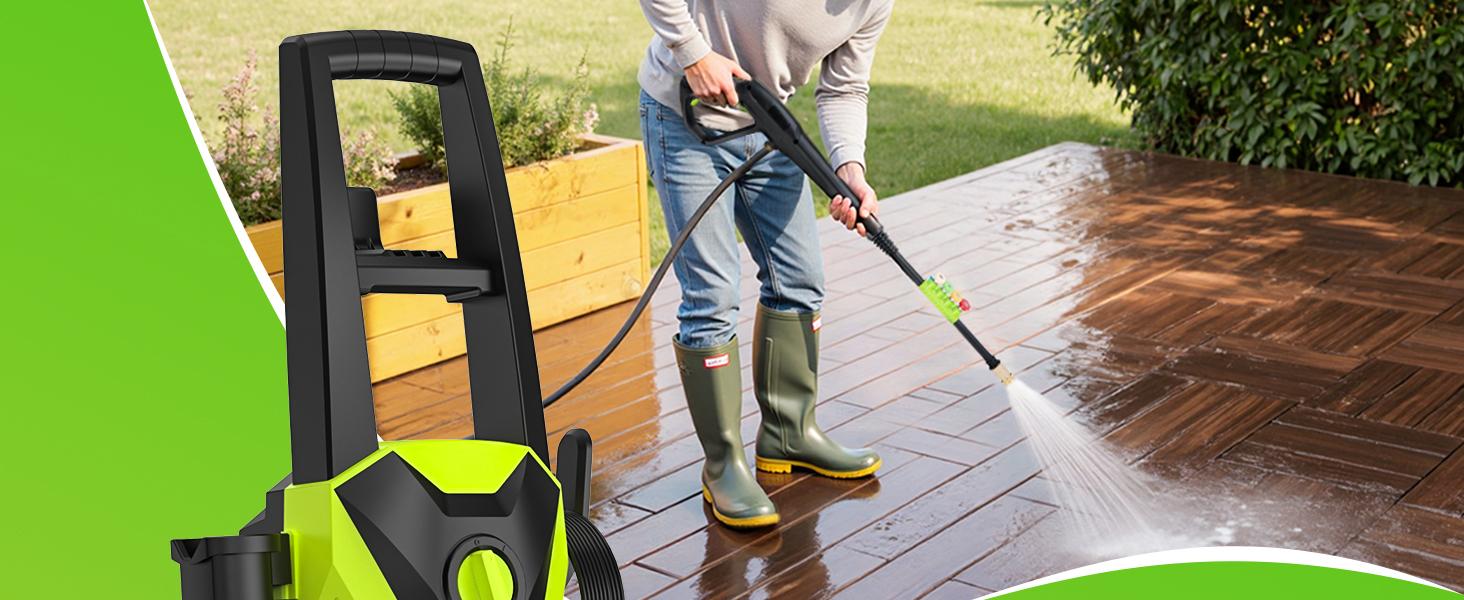 Electric Pressure Washer High Pressure Cleaning Machine with Foam Cannon 2.0 GPM Power Washer with 5 Quick Connect Nozzles for Fences Decks Patios Corded