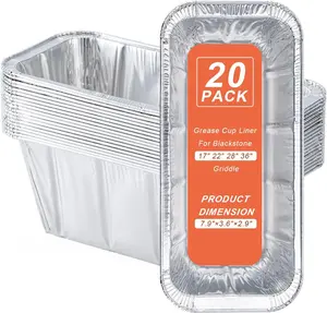 Blackstone Griddle Accessories 20 Pack 5017 Grease Cup Liners Aluminum Foil Drip Pans Grease Catcher Cup Liner