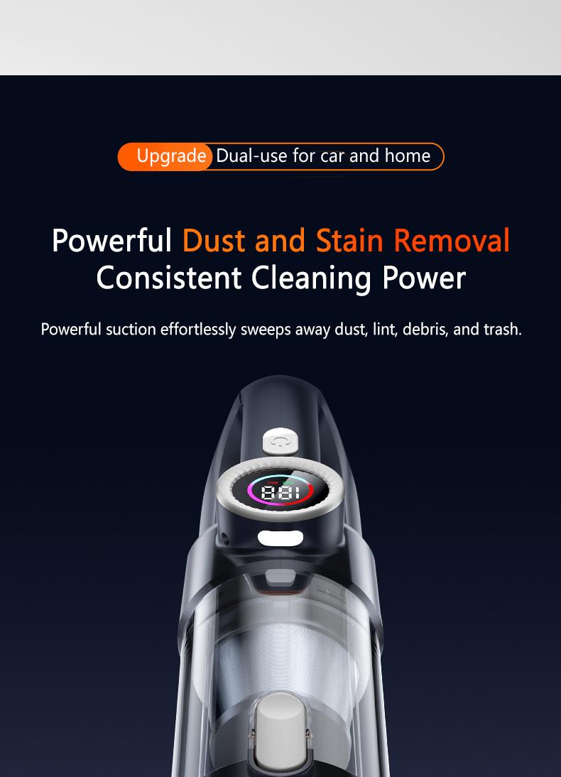 Vehicle and home wireless handheld vacuum cleaner, 2-in-1 car vacuum and blower, high power and strong suction, compact and mini handheld car interior cleaning machine, wet and dry car vacuum cleaner.
