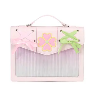 THE JUNCO Original Demon Slayer Mitsuri Kanroji "Sakura Love Dance" ITA Bag  Clear Window Tote for Pins, 3-Way Crossbody Shoulder Bag for Women, Perfect Everyday Bag for Conventions, Work, College & Commute