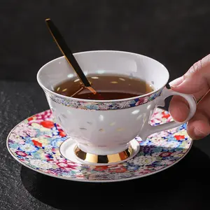 Chinese Jingdezhen Exquisite Porcelain Handmade Ceramic Coffee Cup Set, suitable for coffee and tea. Dishwasher and microwave safe, collectible and giftable, translucent craftsmanship, Jingdezhen artisan technique, beautifully packaged in a gift box.