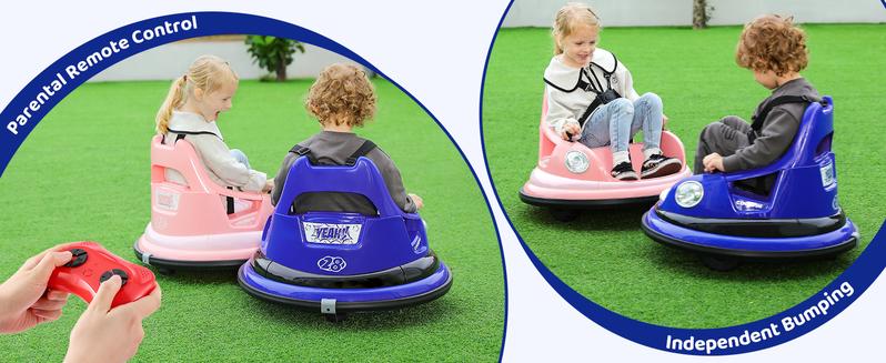 Dripex 12V Bumper Car for Toddlers, Kids Electric Ride-On Toys W/Remote, 2 Speeds, 360° Spin, LED Lights, Music & DIY Stickers, Gift for 3-6 Boys Girls