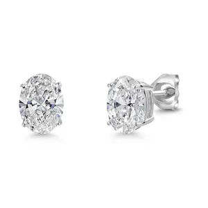 Gem Stone King 2 to 3 Carat 14K Gold IGI Certified Oval Lab Grown Diamond Stud Earrings | D-E Color | VS1 Clarity | Gold Earrings For Women Men