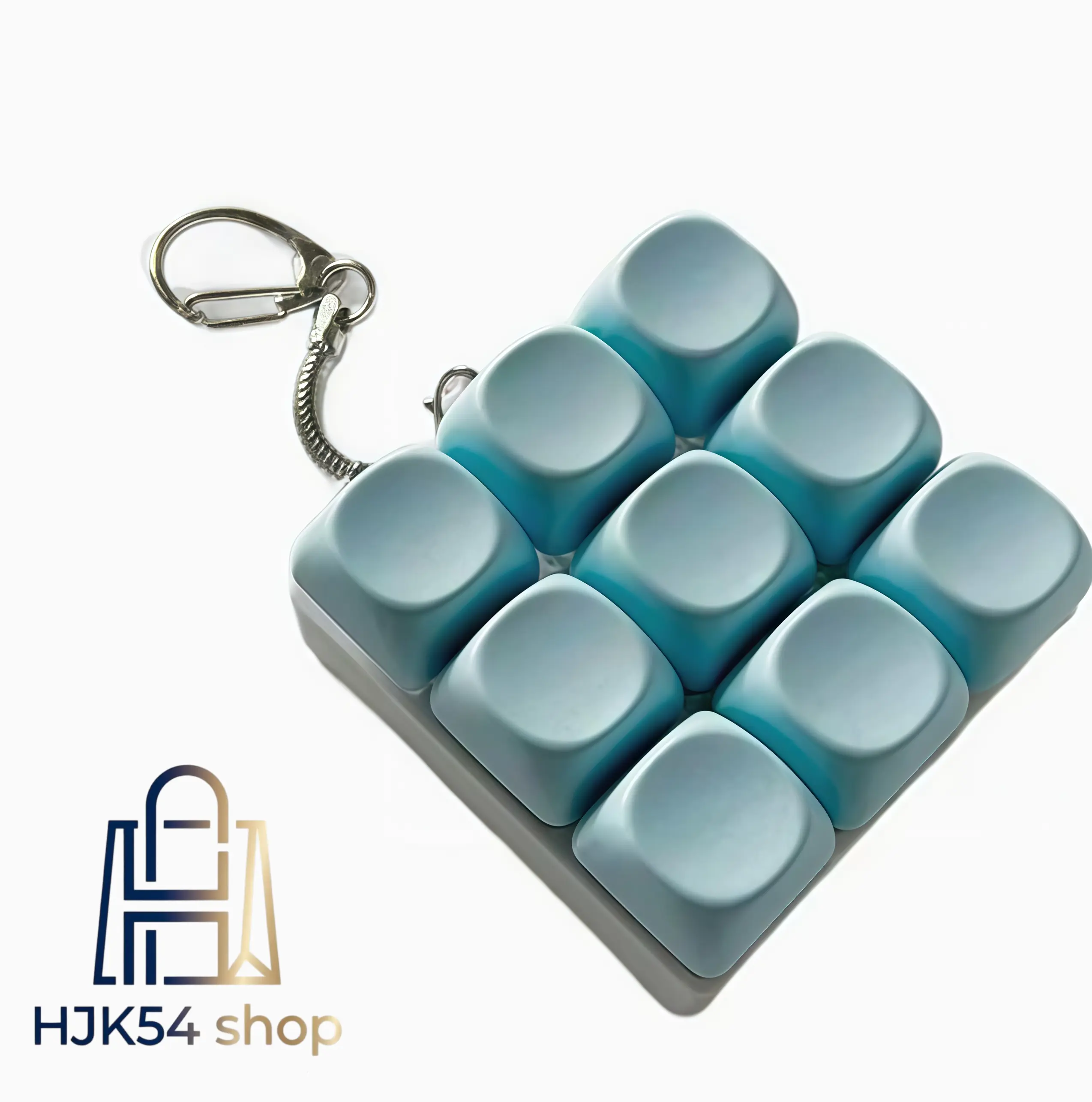 Pastel Keyboard Fidget Toy Keychain, 9-Key Mechanical Clicker Fidget, Stress Relief Push Pop Toy, Cute Mini Fidget Accessory for Anxiety Relief