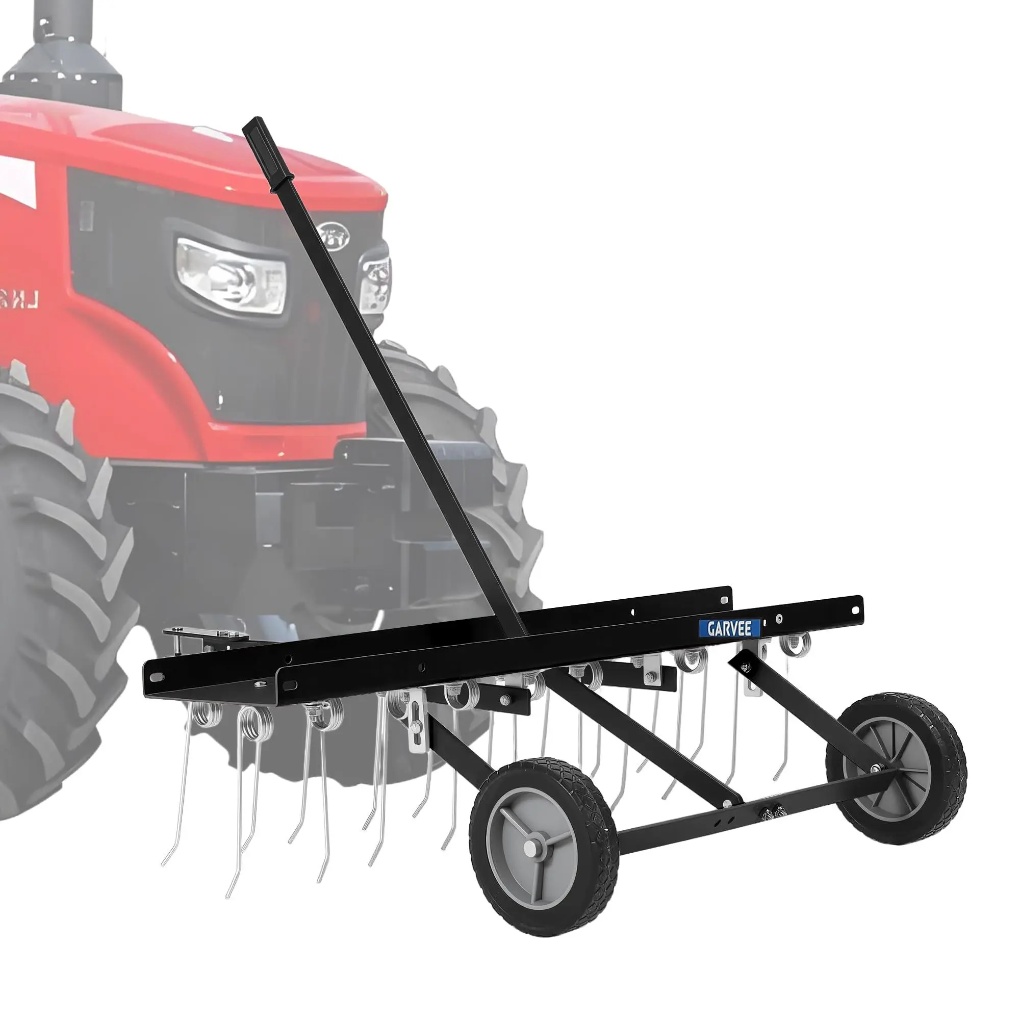 Tow Behind Lawn Rake, 40-Inch Tow Dethatcher with 20 Spring Steel Tines, Lawn Dethatcher Rake for ATV or Mower, Lawn Sweeper with Lift Handle for Garden Farm Grass, Black (with Gloves)
