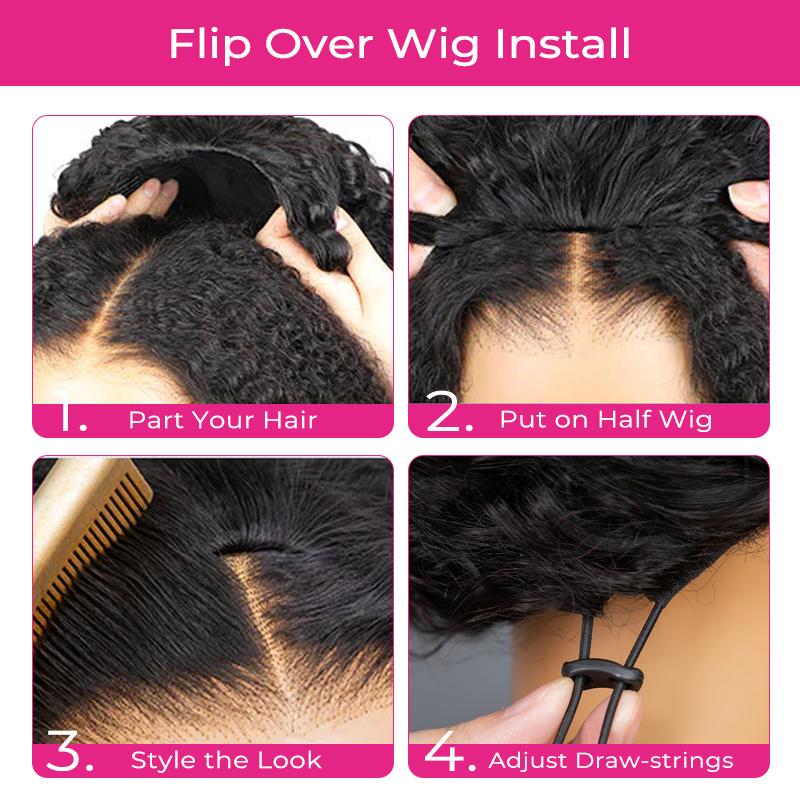 [WEAR GO HALF WIG] ISEE HAIR Invisible Hairline Wear Go Half Wig Kinky Straight & Yaki Straight Seamless Flip Over Wig Glueless Human Wigs Beginner Friendly Vacation Hair #TikTokShopHolidayHaul  #halfwigtok