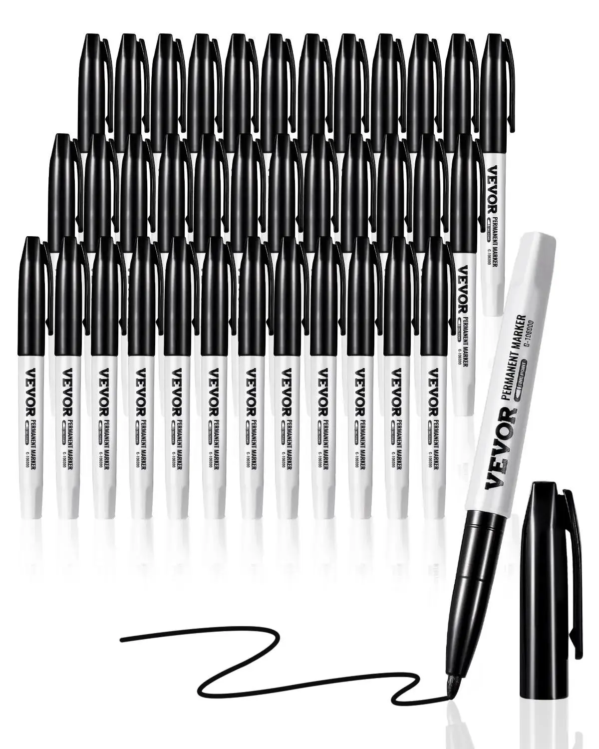 【SummerFinds】VEVOR Permanent Markers,36 Pack Black Permanent Marker SetQuick Drying & Fade ResistantFine Point Markers for PlasticPaperMetaland More, Marker Pen