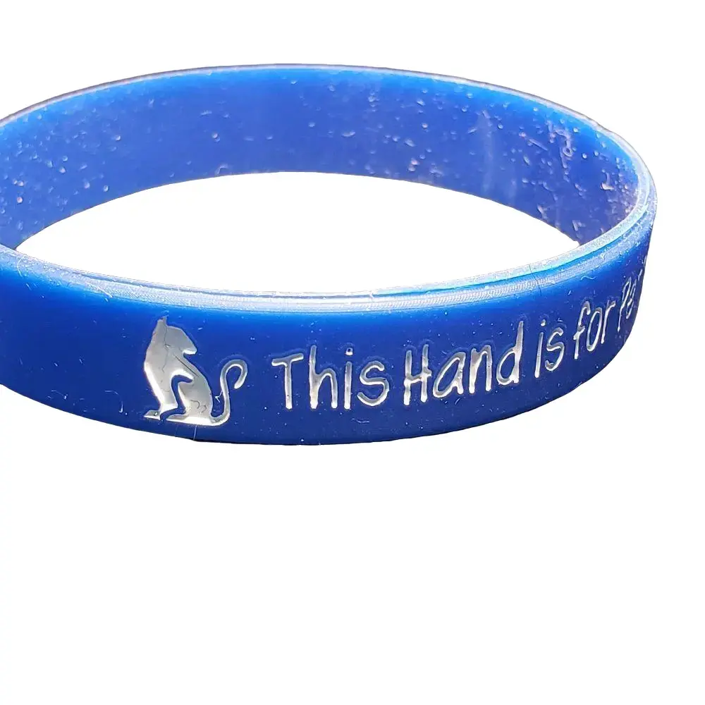 Blue "This Hand Is For Petting Cats" Silicone Bracelet, Rubber Jewelry.