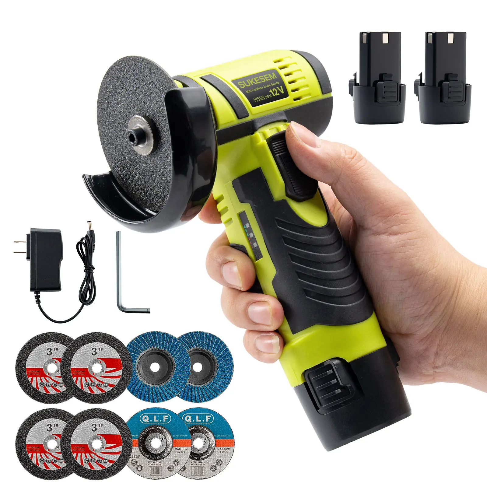 Cordless Mini Angle Grinder, Lithium-Ion Power Tool for Grinding & Polishing, Precision Angle Grinding Tool Suitable for Metal, Wood, Stone, Angle Grinding Tools, Power Tools