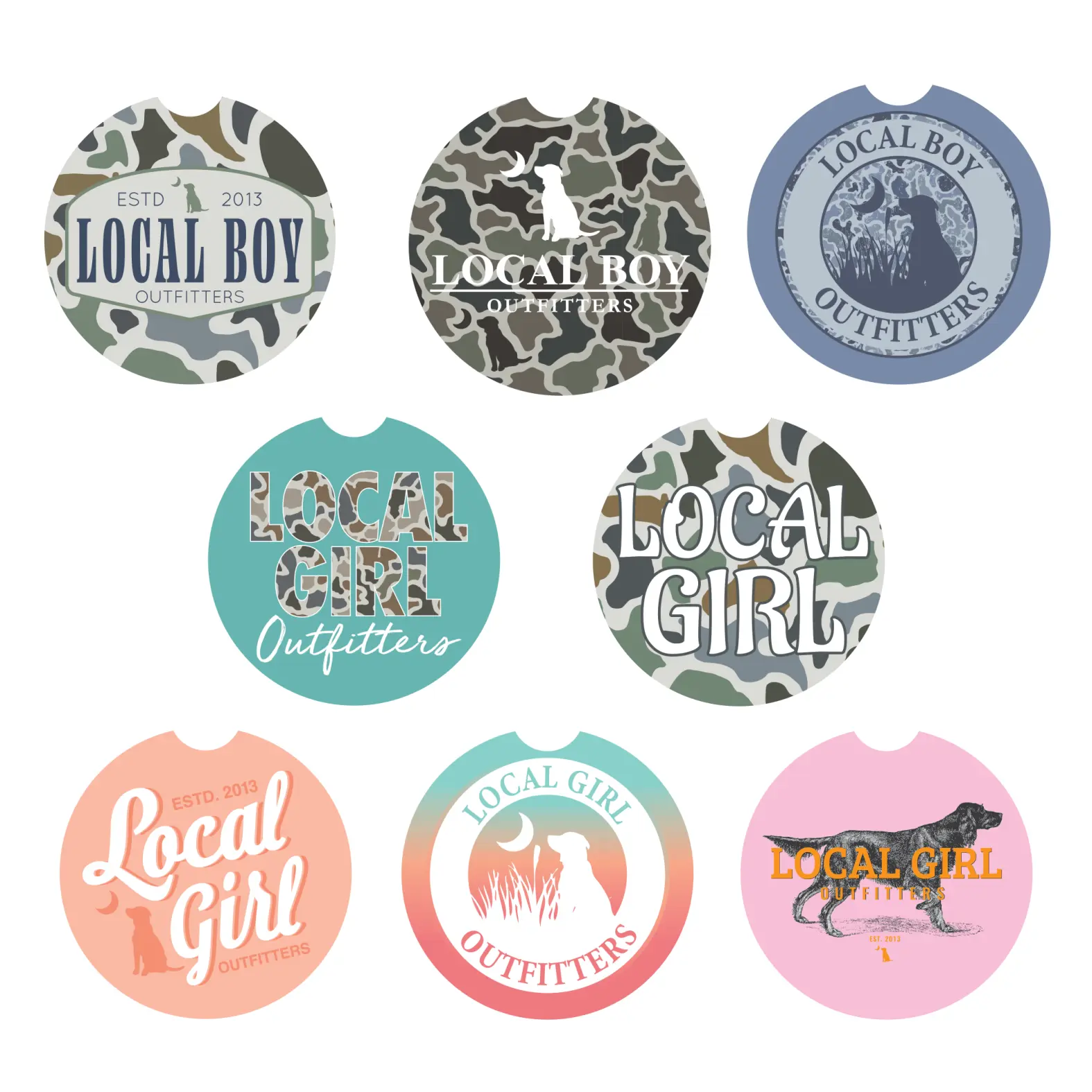 Local Boy and Local Girl Singular Absorbent Stone Car Coasters for Cupholders