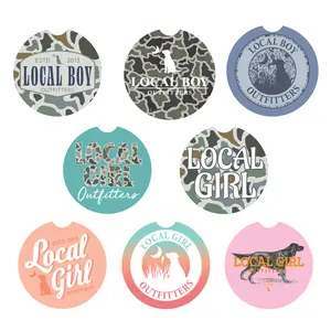 Local Boy and Local Girl Singular Absorbent Stone Car Coasters for Cupholders