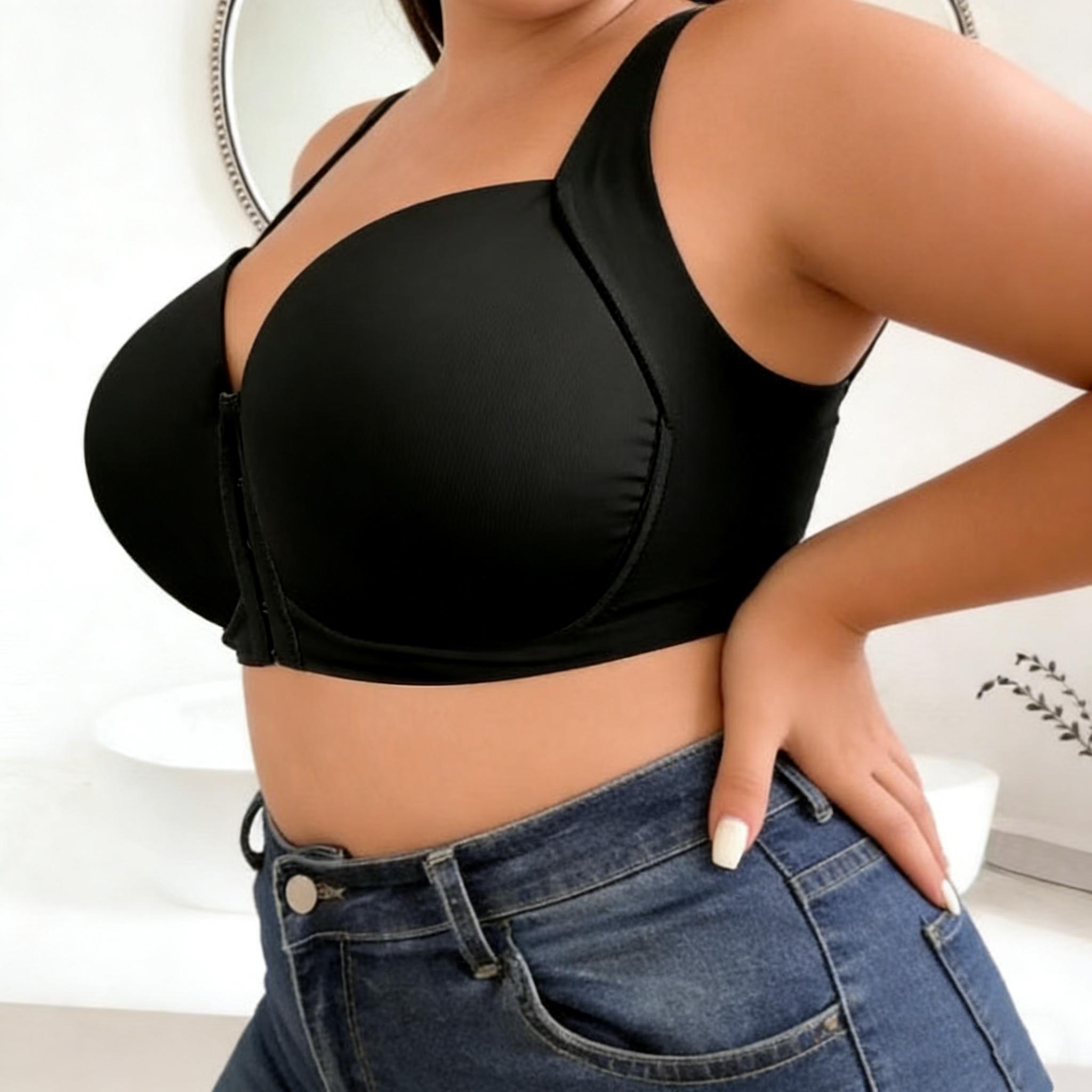 COKE Plus Size Front Closure Wireless Bra, Comfortable Breathable Underwireless Bandeau Sports Bra, Full Coverage Slimming Design, Workout Bra, Yoga Bra, Wireless Sports Bras COKE Plus Size Front Closure Wireless Bra, Comfortable Breathable Underwireless Bandeau Sports Bra, Full Coverage Slimming Design, Workout Bra, Yoga Bra, Wireless Sports Bras