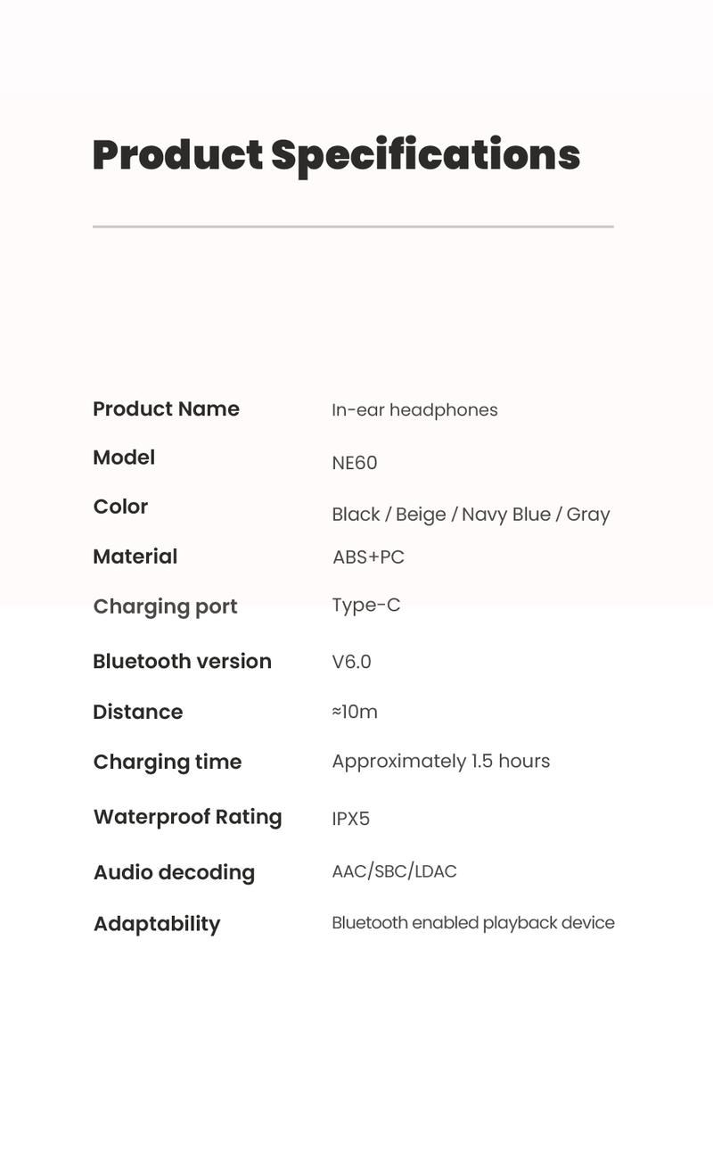 HTC NE60 TWS AI Translator Earbuds, Wireless Bluetooth 6.0, Supports Real-Time Translation in 134 Languages, IPX5 Waterproof, Hi-Fi Sound Quality, Suitable for Exercise, Meetings, Studying