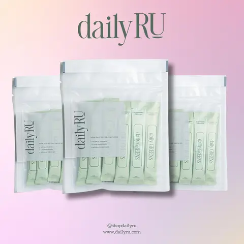 DailyRU Non-Caffeinated Daily Greens | Gut Health, Focus & Immunity | Vegan Superfood Powder – 10 or 30 Servings