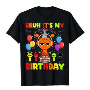 Sprunki Birthday T-Shirt For Kids Boys And Girls With Fun Cartoon Characters Perfect For Summer Casual Wear And Special Occasion Gifts