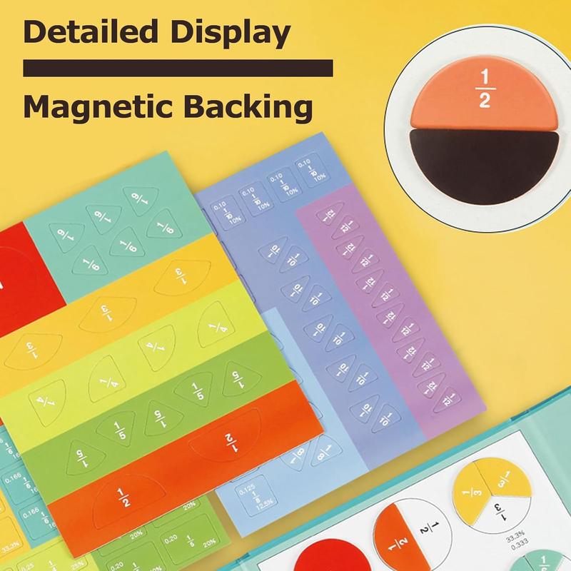 New Magnetic Fraction Playbook 2026 Upgraded Version Refrigerator Magnet for Elementary School Students K-3 Educational Tool with 40 Activities and Strong Magnets