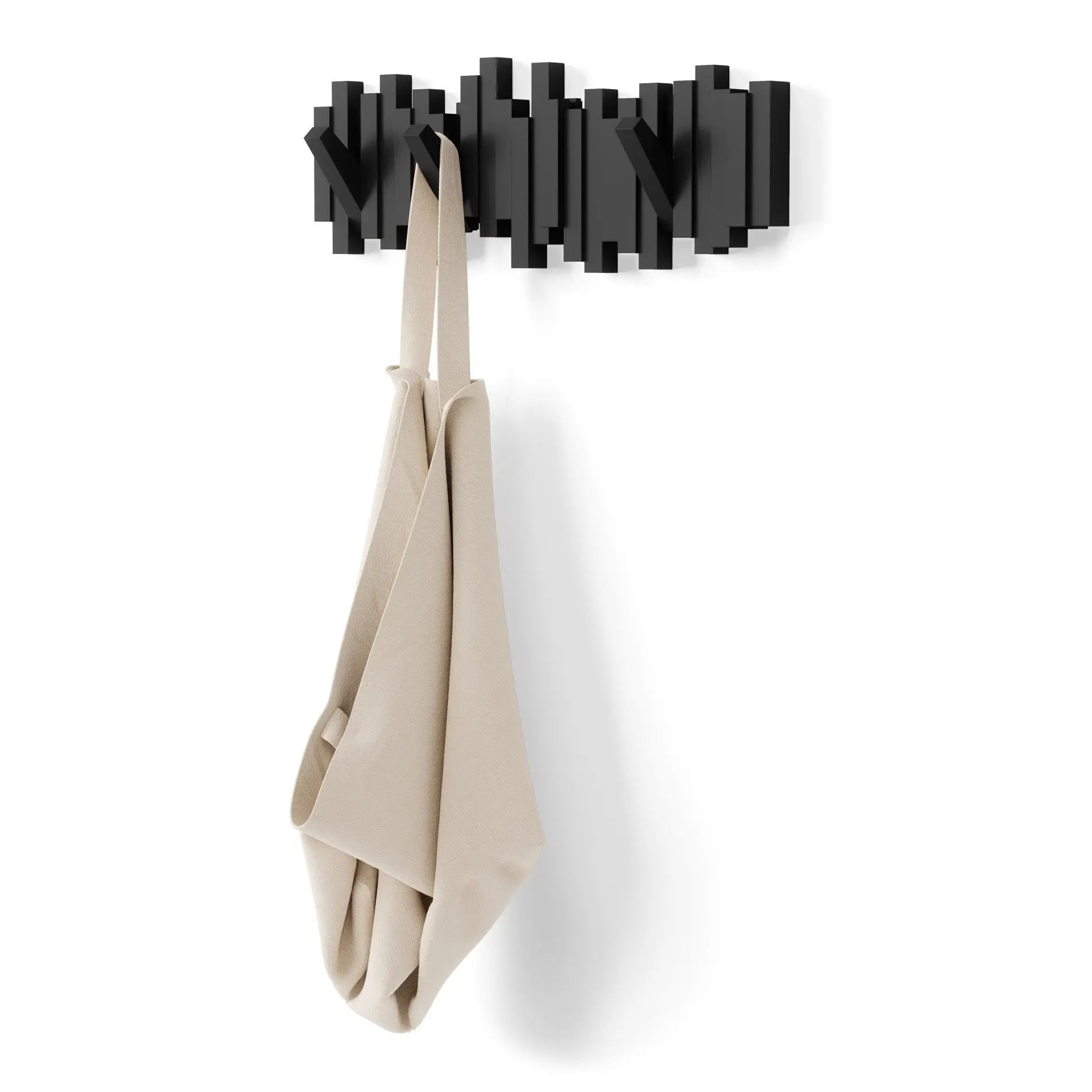 Umbra Sticks Wall Hook, Decorative Wall-Mounted Coat Rack with 5 Flip-Down Hooks, Modern Sculptural Design - 1 Pack Home Interior Space Saving Organizer Installation
