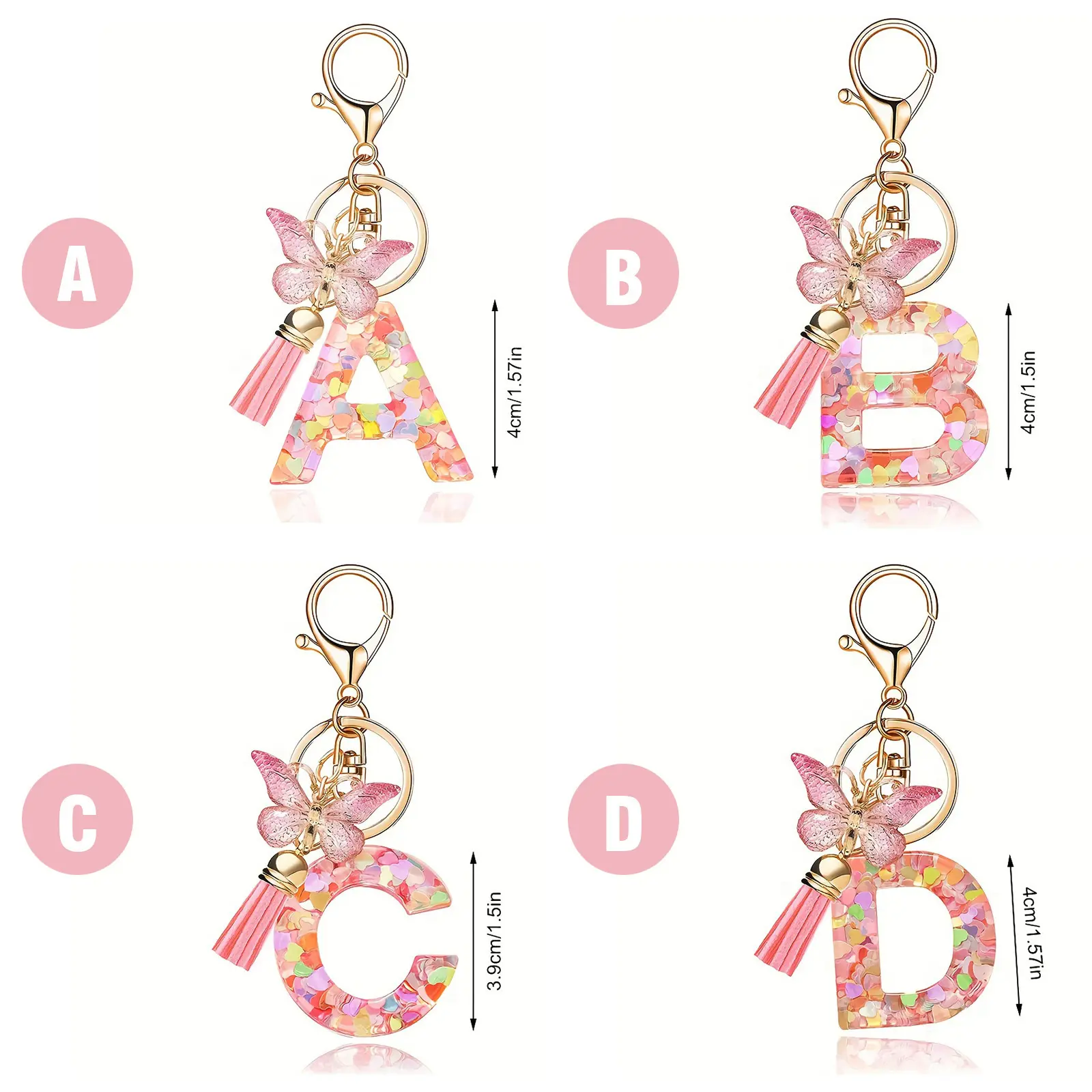 1 Count Alphabet Initial Letter Keychain Accessory, Cute Heart-Shaped Resin Pendant with Key Ring, Hanging Charm for Bag, Car Keychains, Cute Keychains For Car Keys, Daily Gift for Women, Keychain Jewelry, Cute Charms Keychain